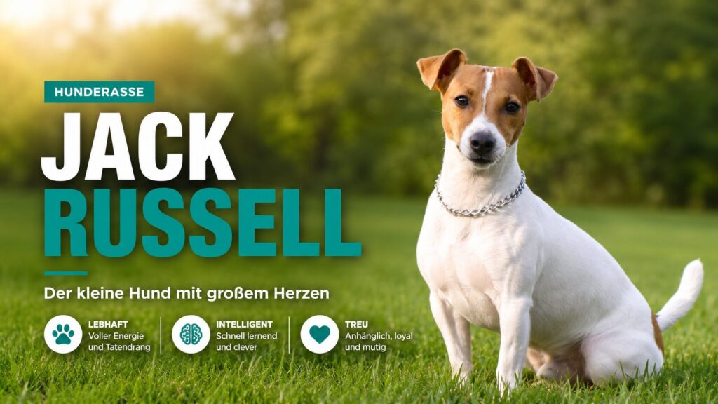 Jack Russell Terrier im modernen WordPress-Beitragsbild mit Infos zur Hunderasse