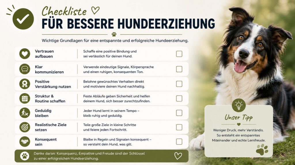 Checkliste für bessere Hundeerziehung mit Tipps und Hundeporträt