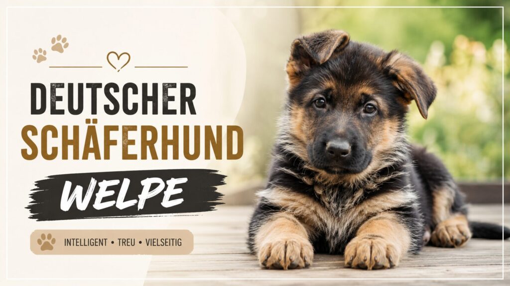 Deutscher Schäferhund Welpe liegt aufmerksam im Grünen