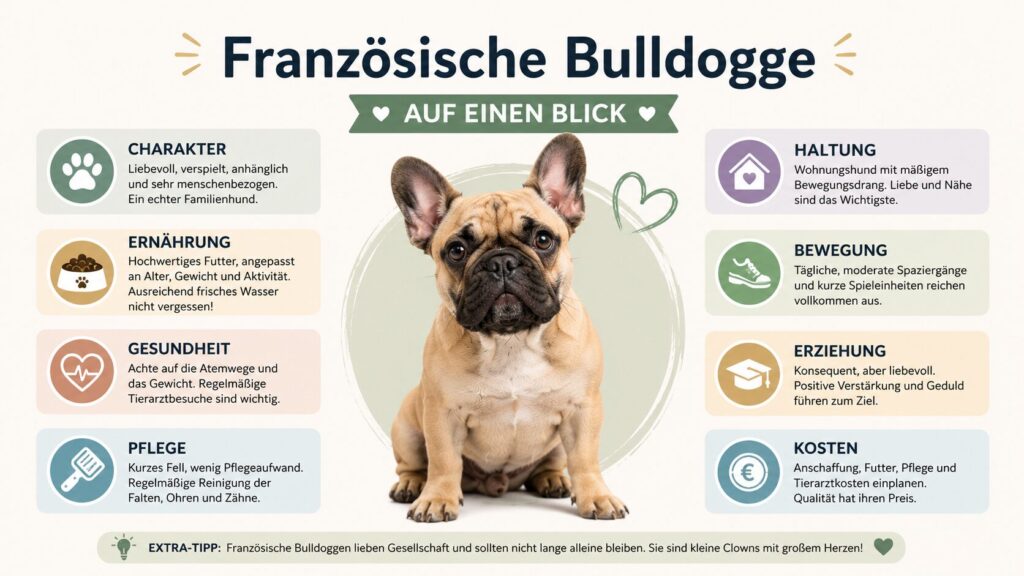 Infografik mit wichtigen Informationen zur Französischen Bulldogge