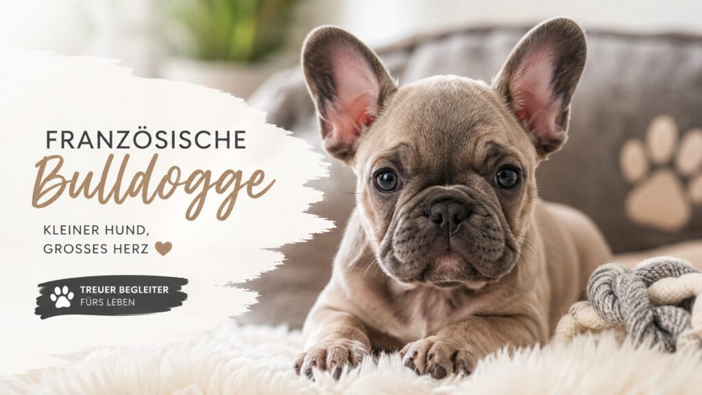Französische Bulldogge Welpe auf einem Sofa im modernen Wohnzimmer