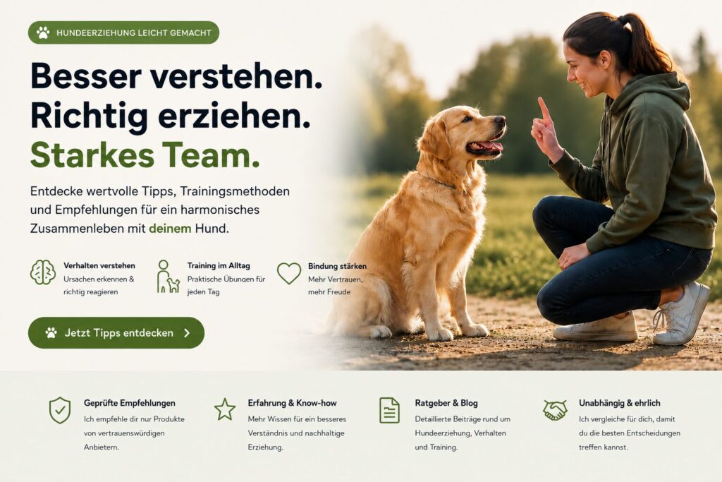 Frau trainiert Golden Retriever mit positiver Hundeerziehung im Freien