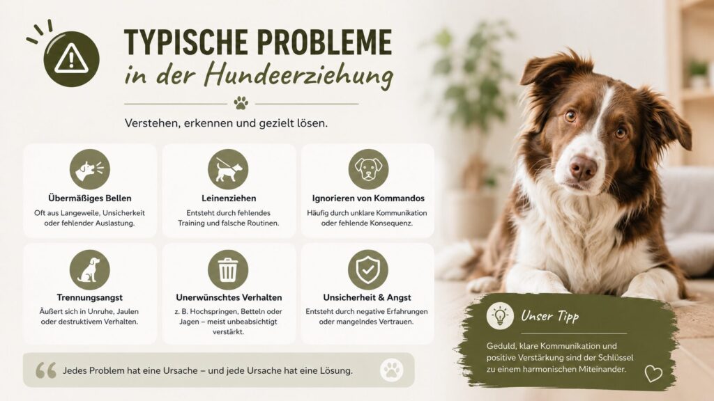 Infografik zu typischen Problemen in der Hundeerziehung mit Border Collie